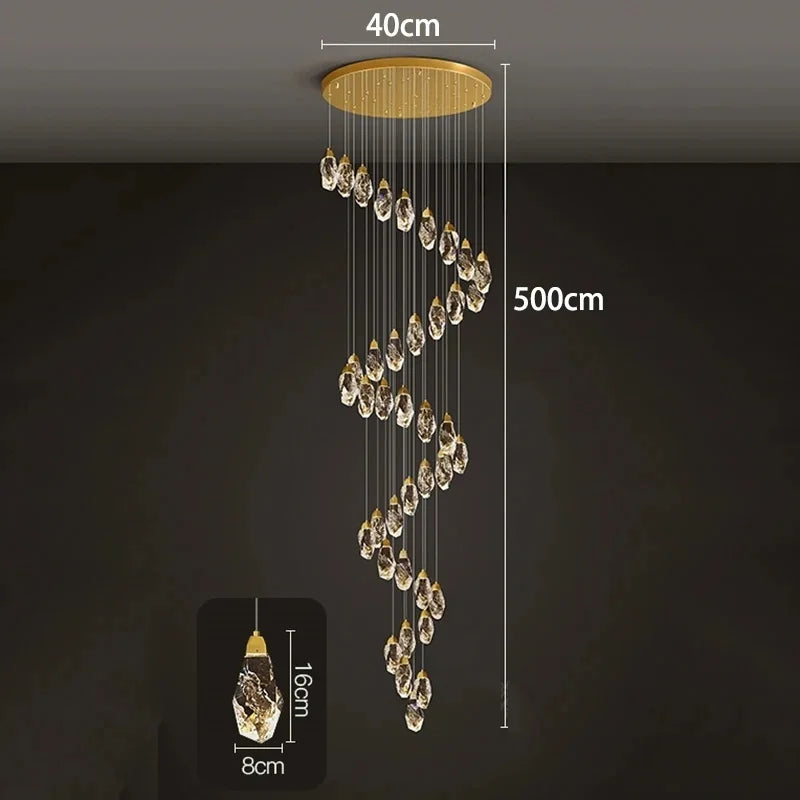 Modern Home Decoration Crystal Ceiling Lights Chandelier Staircase Pendant Lamp Living Room Hanging Lights Interior Lighting