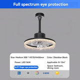 Modern Black Ceiling Fan with LED Light - Round Electric Ceiling Fan Lamp Fixture for Living Room, Bedroom & Dining Room