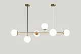 Modern Globe Linear Chandelier 6 Light Milk Glass Chandeliers Pendant Light Fixture Mid Century Sputnik Island Lights