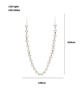 2026 Trendy Pearl Necklace Design LED Dimmable Chandelier Balls Staircase 6 m Long Suspension Luminaire Lampen For Living Room