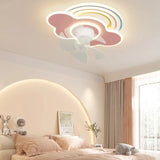 Pink LED Fans with Lights Remote for Living Room Bedroom Boys Girls Room LED Ceiling Lamp for Home Decro