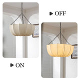 Japanese Fabric Chandelier - Retro Iron Chain Pendant Light for Living Room