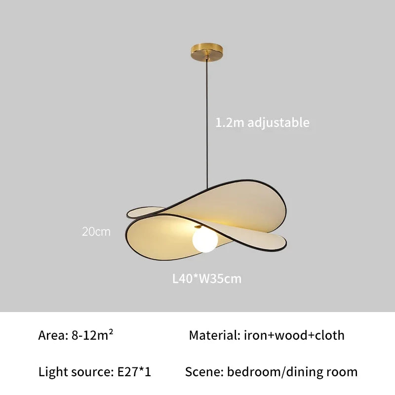 Wabi Sabi Dining table Pendant Lamp Bedroom Living Room Restaurant Shop Creative Fabric Design Pendant light Led Art Chandelier