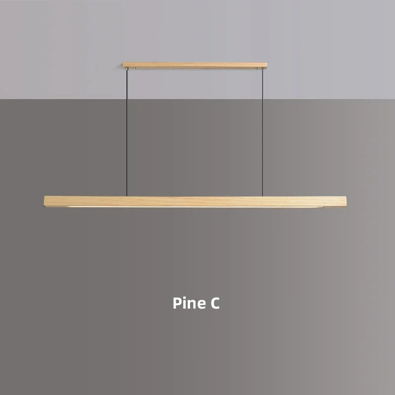 Wood Pendant Light LED Wooden Hanging Lamp LED Pendant Linear Light Wood Long Kitchen Island Lamp for Dining Living Room Office