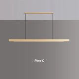 Wood Pendant Light LED Wooden Hanging Lamp LED Pendant Linear Light Wood Long Kitchen Island Lamp for Dining Living Room Office