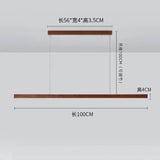 Japanese Pendant Light Black Walnut Fashion Home Design Nordic Long Strip Light Office Simple Wooden Dining Table Light