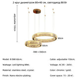 Luxury Design Gold Crystal LED Chandelier K9 Crystal Dimmable Pendant Light for Living Room Bedroom Hotel Villa Decor
