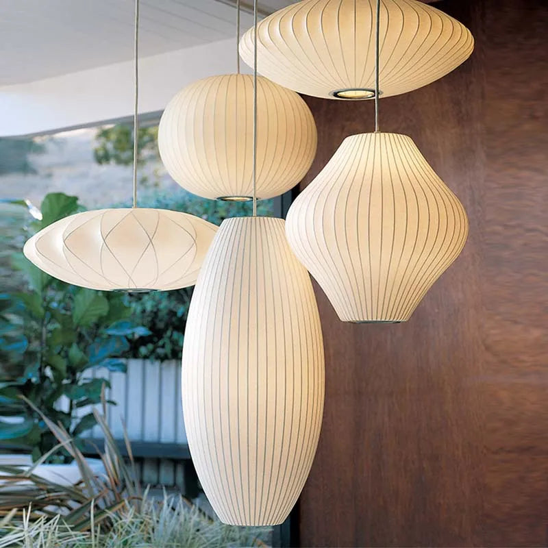 Japanese Wabi-Sabi Handmade Silk Pendant Lamp LED for Living Room Hotel Restaurant Home Decor
