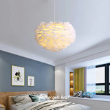 Nordic White Feather Lamp, Nordic Bedroom Lamp, Cozy Romantic Bedside Decor Pendant Light Cover