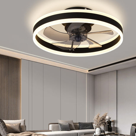 Modern Led ceiling fan without light DC motor 6-speed timing fan 18CM low floor loft remote control decorative fan with light