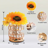 LED Crystal Sunflower Table Lamp - 3 Colors Dimmable Magic Cube Light