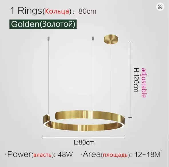Modern Salon Design Ring Ceiling Chandelier Dining Room Pendant Lamp Bedroom Home LED Lighting Fixtures