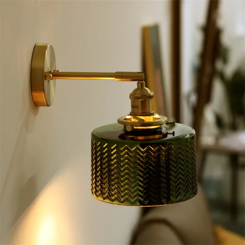 Nordic Green Minimalist Glass Light Chandelier Creative Wall Lights Personality Brass Decors Sconce Bedroom Bedside Dining Room