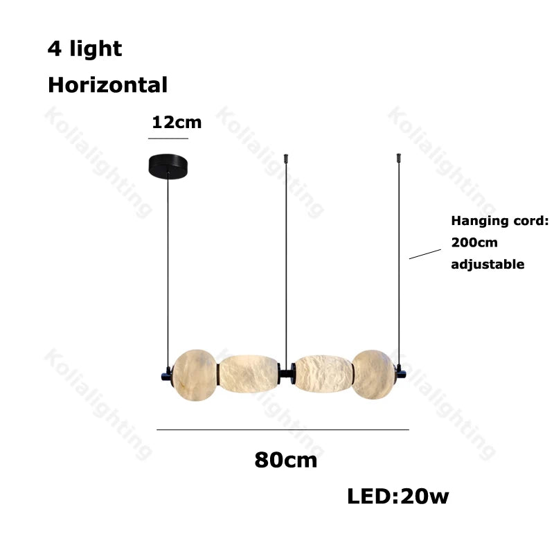 Marble Life Black Gold Hardware LED Dimmable Chandelier Lighting Alabaster Suspension Luminaire Lampen For Dinning Room