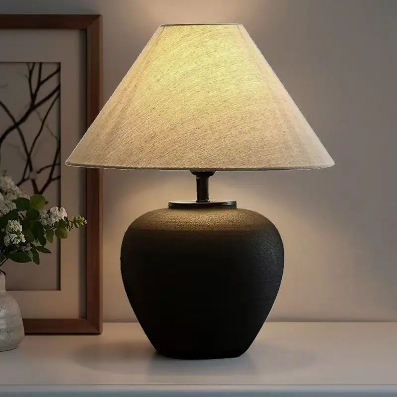 Nordic Retro Ceramic ,Table Lamp Fabric Lampshades, Bedside Table Lamps, Room Decoration, Indoor Lighting, Floor Lamps