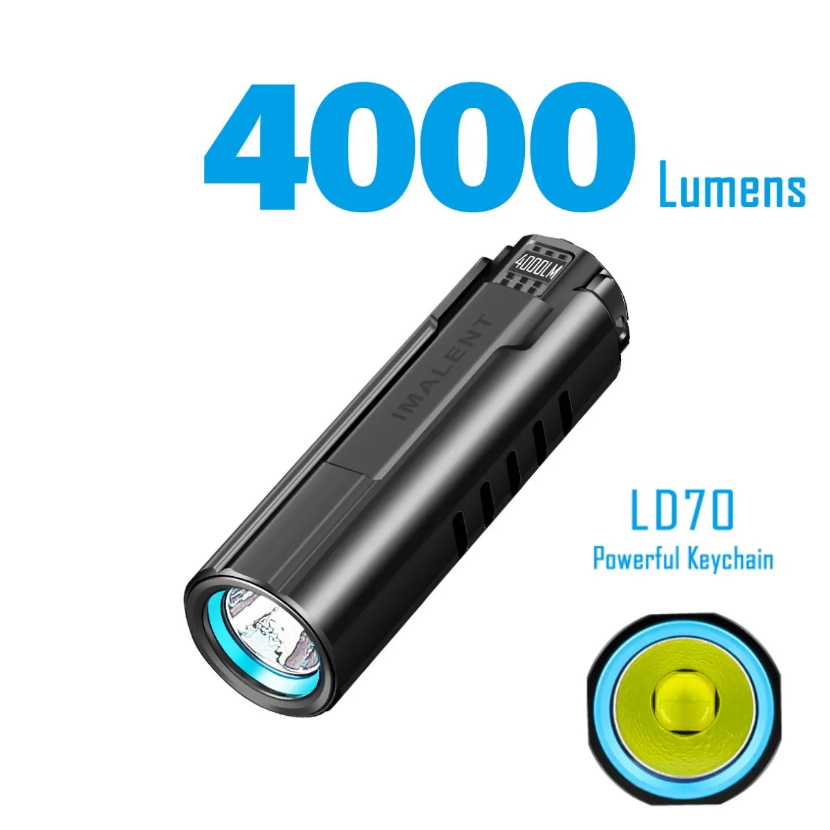 LD70 EDC Pocket Flashlight Compact Powerful Torch 4000 Lumens LED Handlight Rechargeable Super Bright Lantern