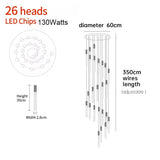 Luxury K9 Crystal LED Pendant Light - Customizable Duplex Staircase Hanging Chandelier Lamp for Living Room, Bedroom, Hotel & Shop
