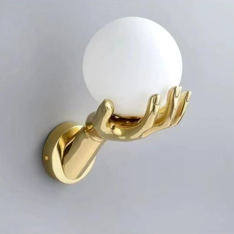 Nordic Resin Wall Lamps Creative Art Hand Sconces Lights for Home Decor Bedroom Corridor Balcony LED Lighting Fixture Luminaria