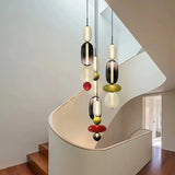 LED Pendant Light Restaurant Candy Glass LED Chandelier Luxury Stair Villa Master Bedroom Ceiling Lamps Home Decor Lamp Designer