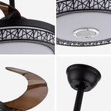 Bluetooth Invisible Ceiling Fan Light LED 3-Color Music Player Chandelier