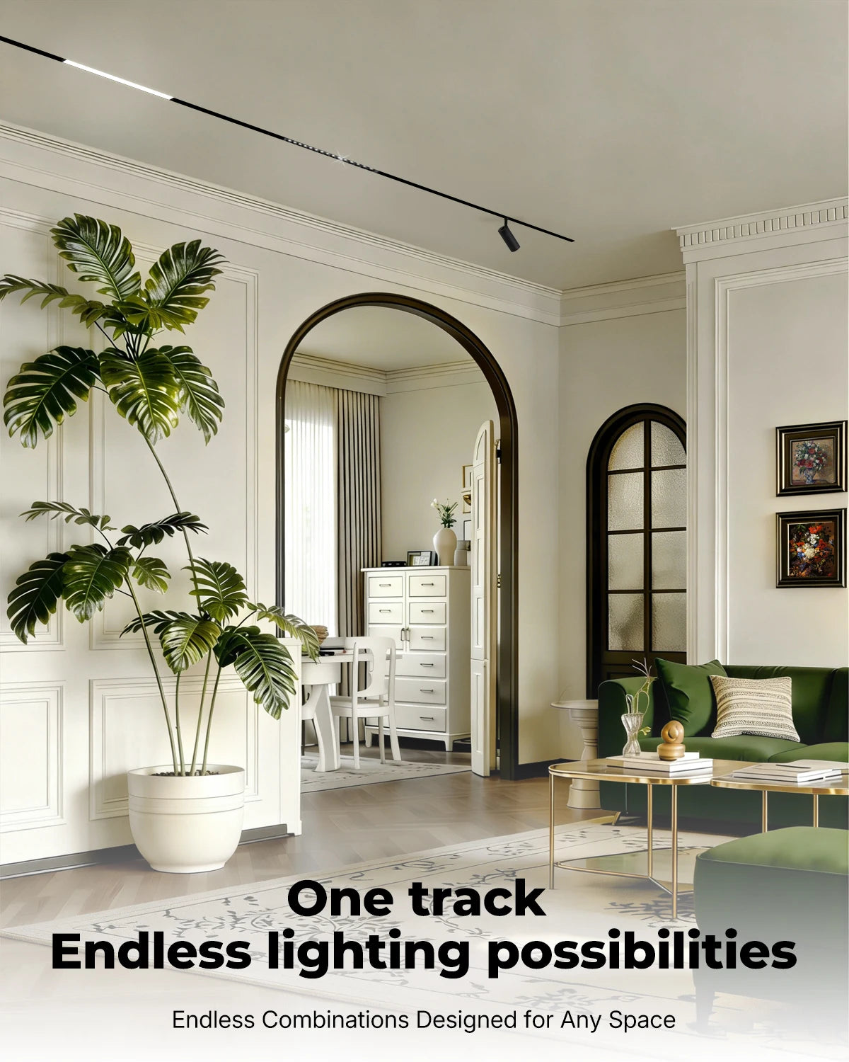 Recessed Magnetic Track Lighting 2-Wire DC 24V Track Rail System with LED Magnetic Light Head Kitchen Living Room Office
