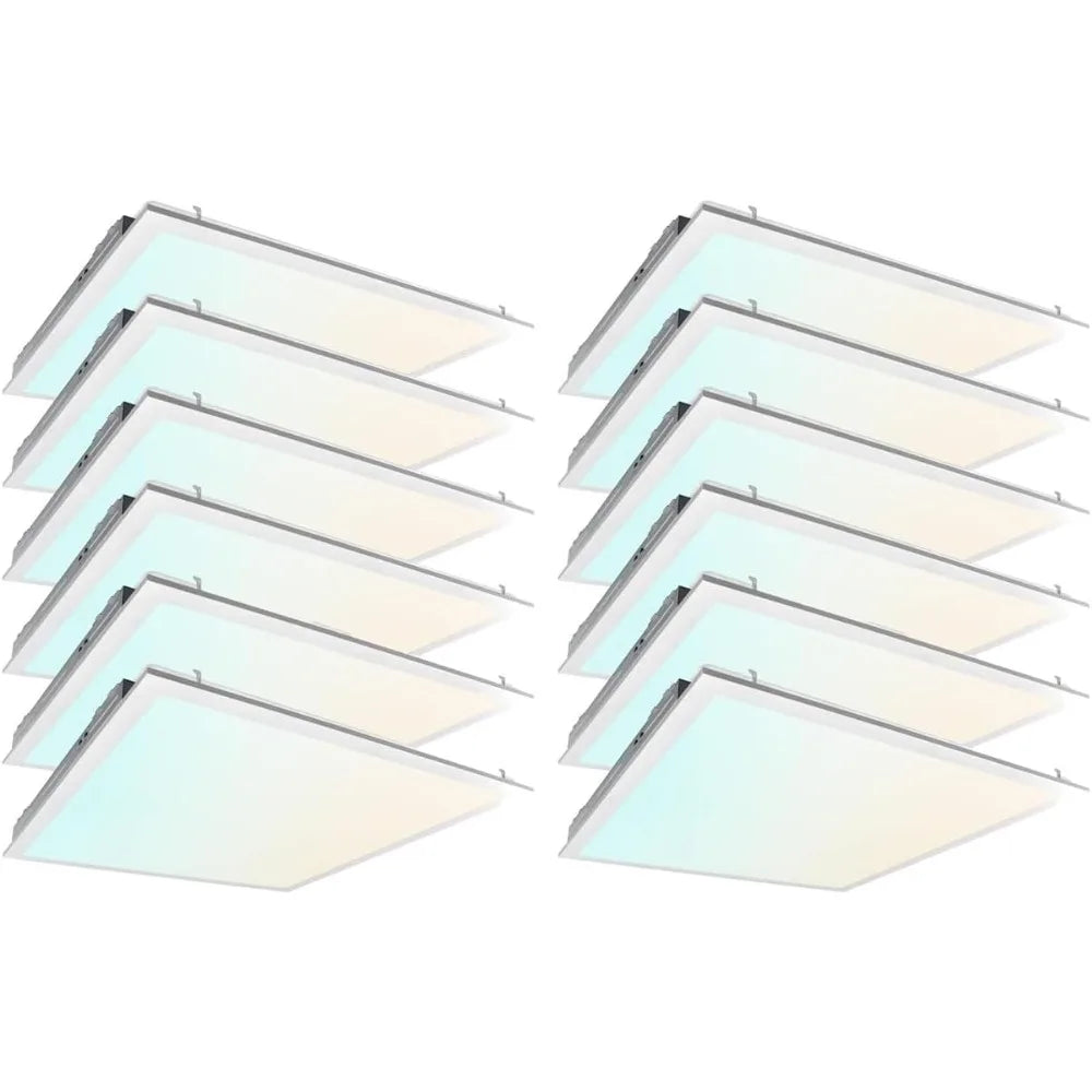 LED Light Flat Panel, 20/30/40W,  120-277V, (12 Pack), Dimmable Recessed Drop Ceiling Lights