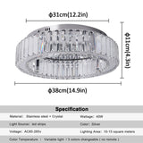 Modern Big Crystal Ceiling Lamp LED Light Circle Chandelier Lustre Indoor Bedroom RC Dimmable Fixtures Living Room