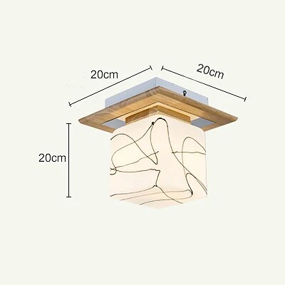 Nordic LED Ceiling Lamp Modern Wood Lights Glass Lamp shape Corridor Aisle Entrance Balcony Ceiling Light Cube Cylinder Luminaire