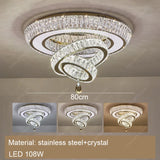 Led Stainless Steel Crystal Ceiling Light 2026 Luxury Home Decoration Round Minimalist Lampara Techo for Bedroom Living Room