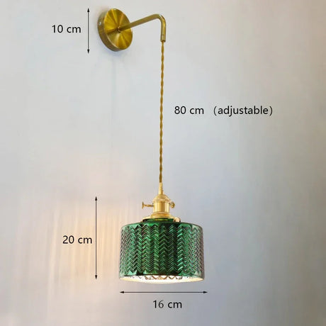 Nordic Green Minimalist Glass Light Chandelier Creative Wall Lights Personality Brass Decors Sconce Bedroom Bedside Dining Room