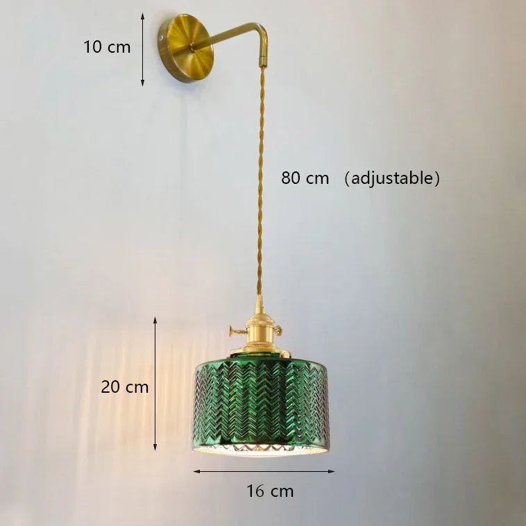 Nordic Green Minimalist Glass Light Chandelier Creative Wall Lights Personality Brass Decors Sconce Bedroom Bedside Dining Room