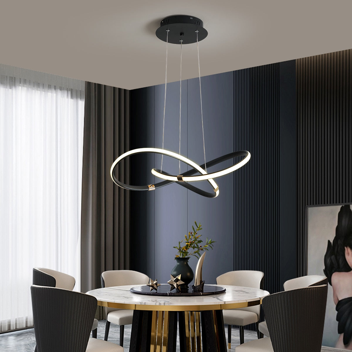 Modern Pendant LED Chandelier Lamp AC110-240V Hanging Chandelier Lights for Dinning Bed room Kitchen Alexa Google Home