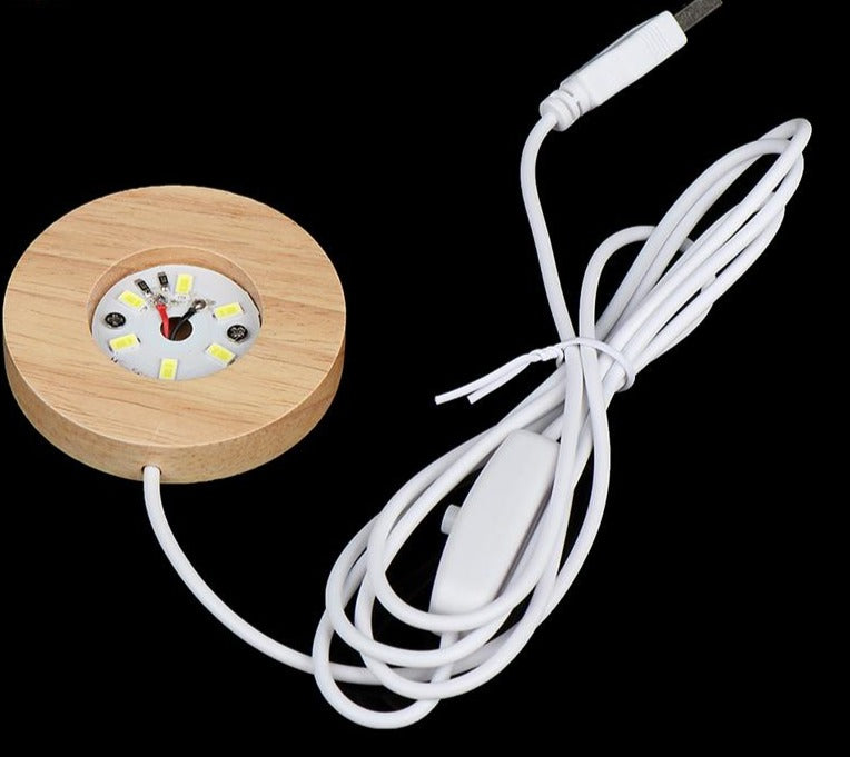 Rechargeable Remote Control Wooden LED Light Rotating Display Stand Lamp Holder Lamp Base Art Ornament New