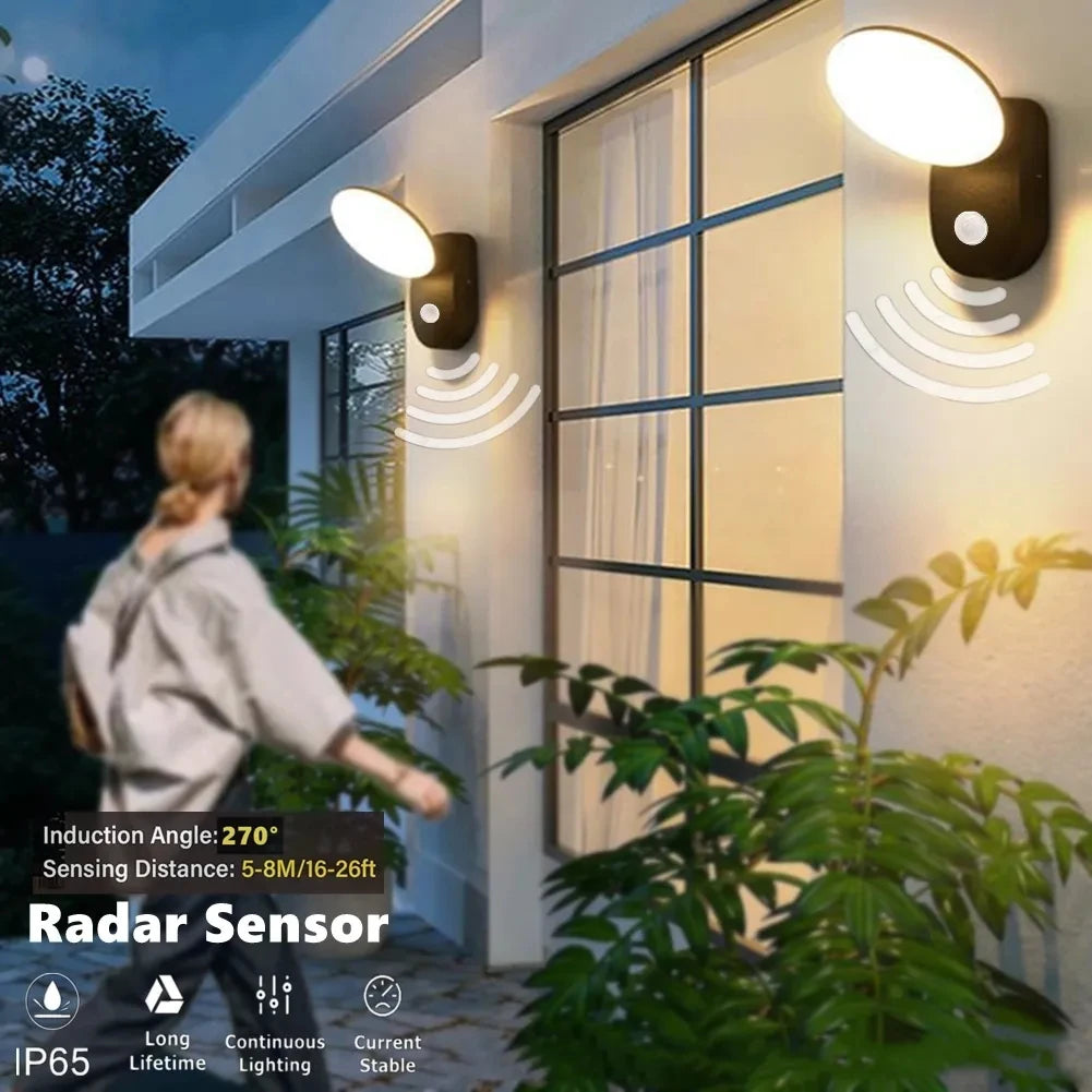 PIR Motion Sensor Outdoor Wall Lamps LED 12W IP65 Waterproof Aluminum Garden Porch Light Corridor Entrance Sconce Decor Lighting