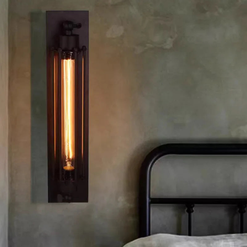 Industrial Iron Wall Sconce - Retro Loft Style Lamp for Corridor & Stairs