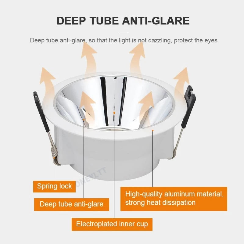 LED Module MR16 White Black Led Spotlight Fixture Aluminum Round Gu10 Embedded Led Downlight Frame