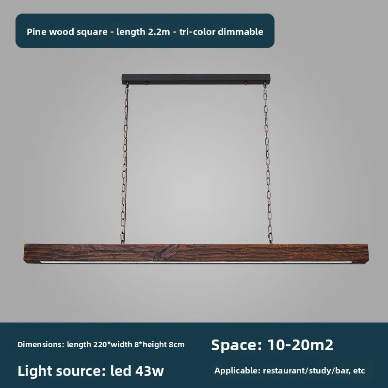 New Solid Wood Chandelier For Modern Minimalist Dining Bar Single-Line Chandelier For Tea Room Wooden Long Chandelier For Lounge