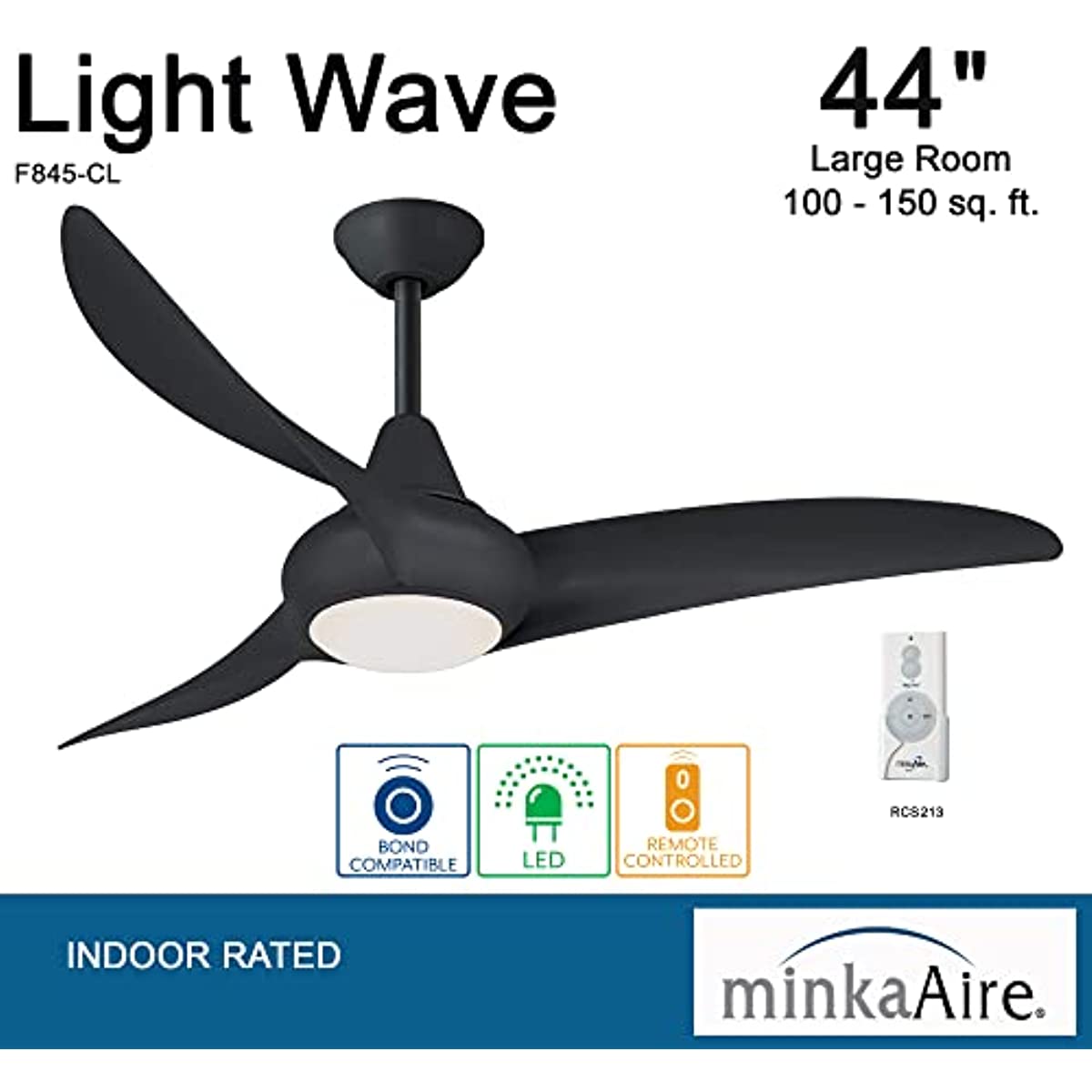 Light Wave Ceiling Fan with LED Light and Remote Control in Coal Finish