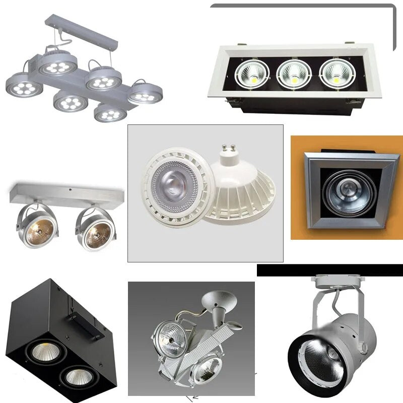 10W 15W COB LED Bulb Lamp Spotlight Dimmable Recessed Downlight AR111 QR111 G53 12V AC85-265V