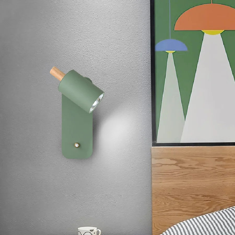 Nordic Macaron Wall Sconce Rotatable With Switch TV Background Wall Lights Modern Bedroom Bedside Aisle Home Reading Wall Lamps