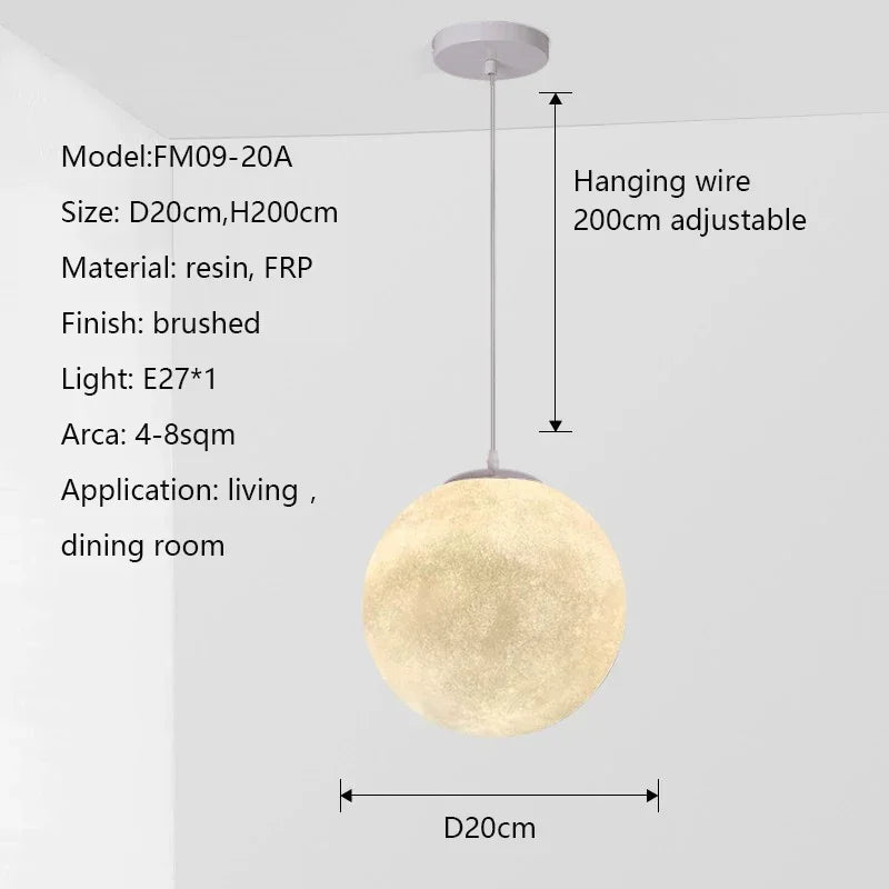 Nordic Moon Led Chandelier Living Dining Room Round Pendant Light Home Lighting Bedroom Atmosphere Hanging Lamp Lustre Luminaire