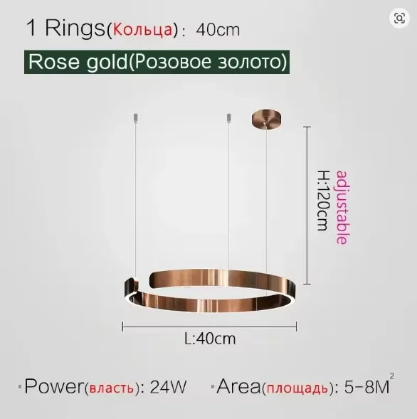 Modern Salon Design Ring Ceiling Chandelier Dining Room Pendant Lamp Bedroom Home LED Lighting Fixtures
