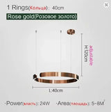 Modern Salon Design Ring Ceiling Chandelier Dining Room Pendant Lamp Bedroom Home LED Lighting Fixtures