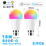 LED Smart Light Bulb, Color Changing Alexa Light, RGB Smart Lamp That Work With Alexa, E27 B22 Base,16 Million Colors, Dimmable