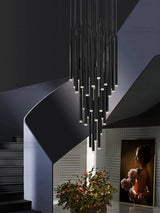 LED Modern Minimalist Long Strip Hanging Staircase Pendant Light Attic Pendent Lamp Villa Living Room Dining Room Chandelier