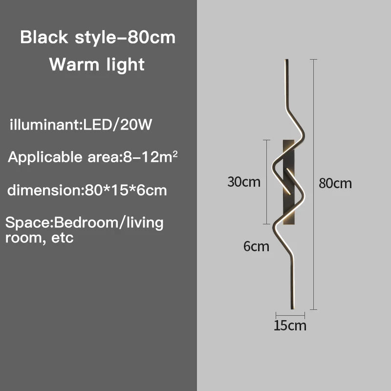 Nordic Matte Black Linear Decor Light - Luxury Indoor Sconce for Modern Villa