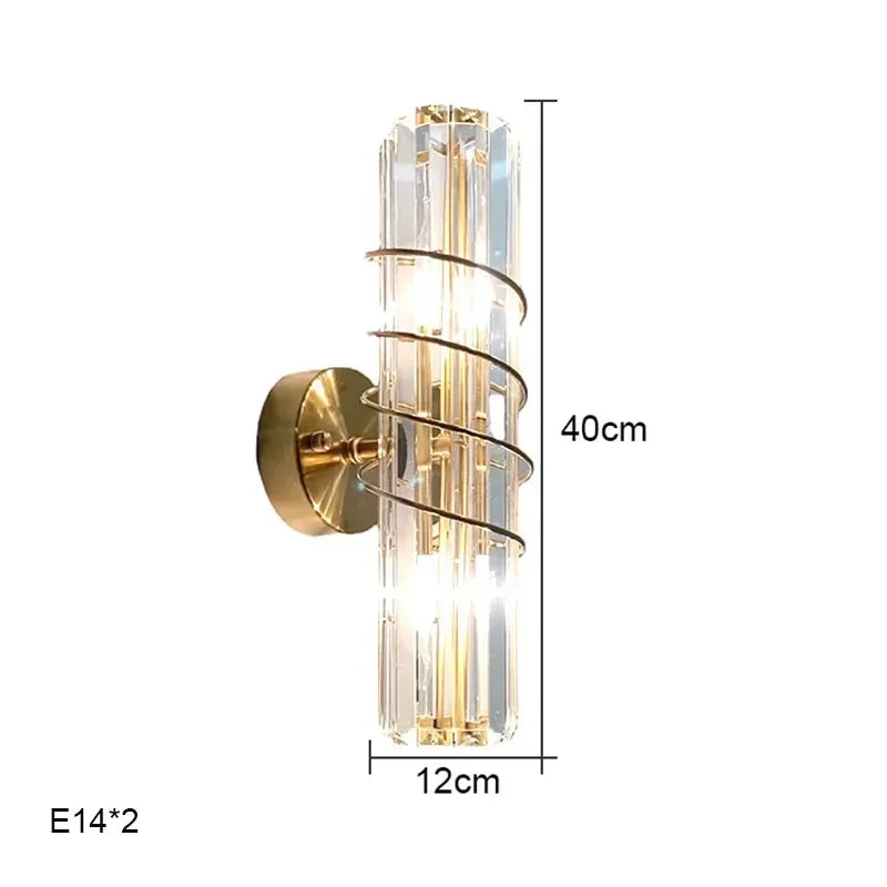 Nordic All-Copper Crystal LED Wall Lamp - Retro Luxury Sconce Light Fixture for Living Room Background, Bedroom Bedside & Villa Decor