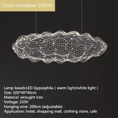 Danish Mesh Cloud Iron Restaurant LED Ceiling Pendant Lights Golden for Dinning Living Room Hanging Luminar Lamp Home Decor Lamp