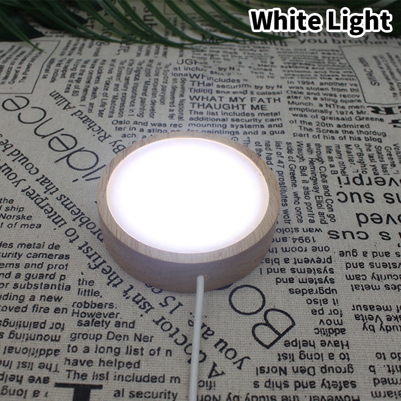 Rechargeable Remote Control Wooden LED Light Rotating Display Stand Lamp Holder Lamp Base Art Ornament New