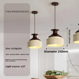 Vintage Walnut Wood Bedside Pendant Light, Style Lamp for Bedroom Ambience, French Retro Mood Lighting for Dining Room & Bedroom